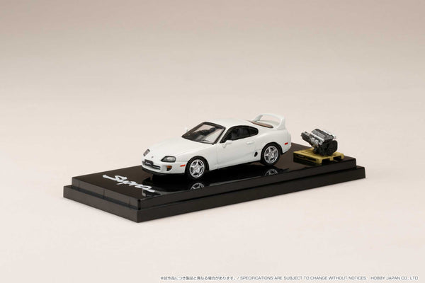Hobby Japan 1:64 Toyota Supra RZ (A80) in Super White II with Engine Display Model