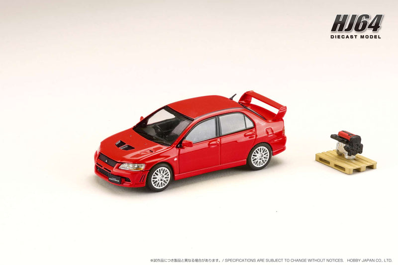 Hobby Japan 1:64 Mitsubishi Lancer GSR EVO 7 in Palmer Red with Engine Display