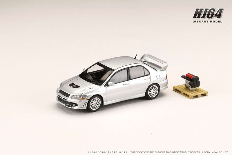 Hobby Japan 1:64 Mitsubishi Lancer GSR EVO 7 in Satellite Silver with Engine Display