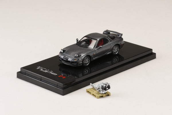 Hobby Japan 1:64 Mazda RX-7 (FD3S) Spirit-R Type in Titanium Gray Metallic with Engine Display Model