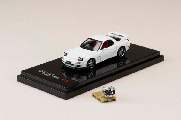 Hobby Japan 1:64 Mazda RX-7 (FD3S) Spirit-R Type in Pure White with Engine Display Model