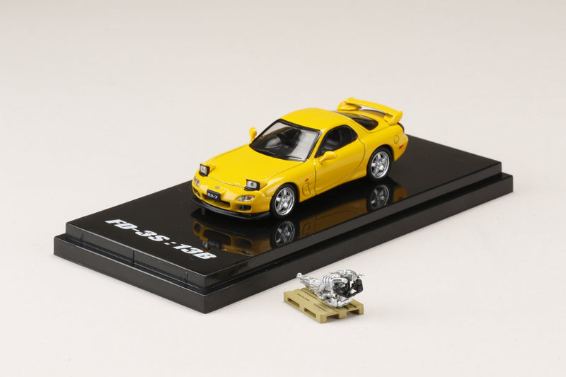 Hobby Japan 1:64 Mazda RX-7 (FD3S) Type RS in Sunburst Yellow with Engine Display Model