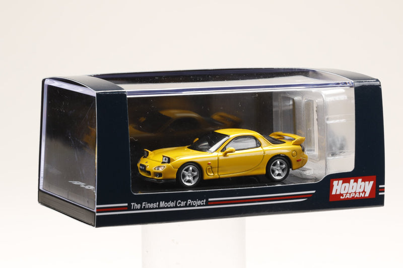 Hobby Japan 1:64 Mazda RX-7 (FD3S) Type RS in Sunburst Yellow with Engine Display Model