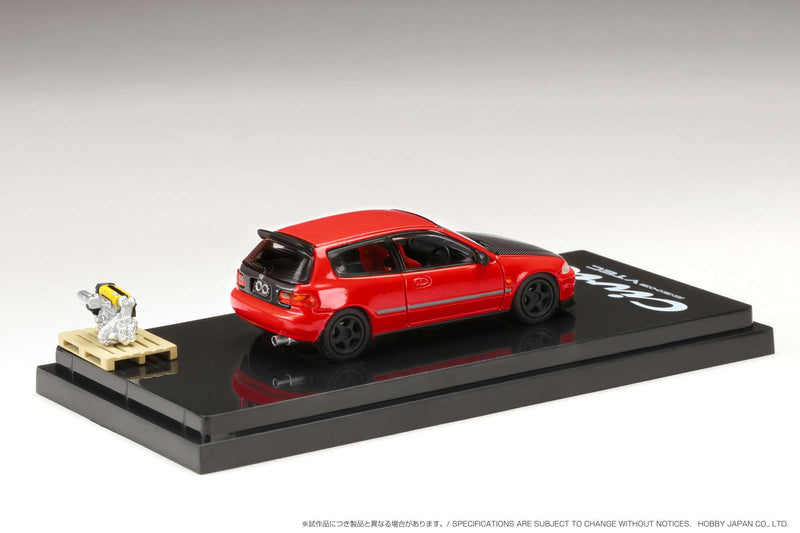 Hobby Japan 1:64 Honda Civic (EG6) Customized Version with Engine Display in Red