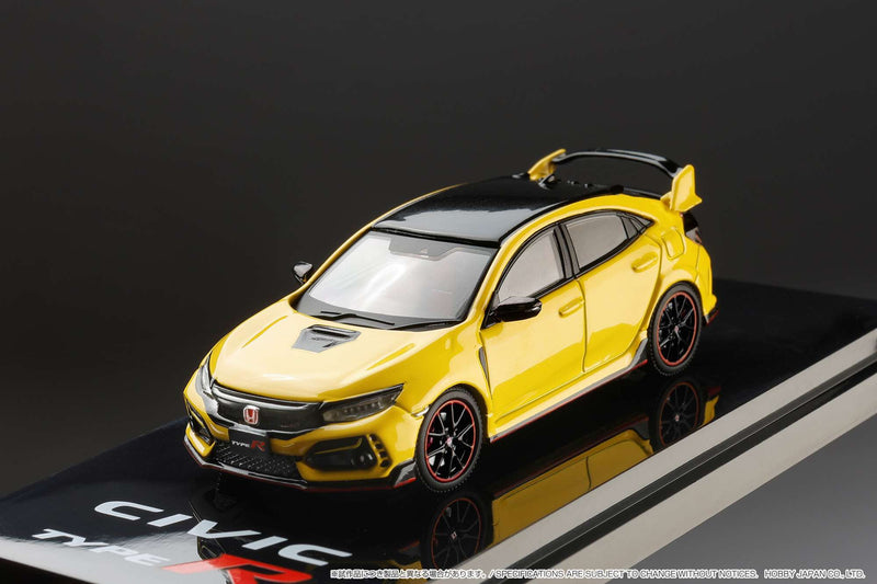 Hobby Japan 1:64 Honda Civic Type-R Limited Edition (FK8) 2020 with Engine Display Model in Sunlight Yellow II
