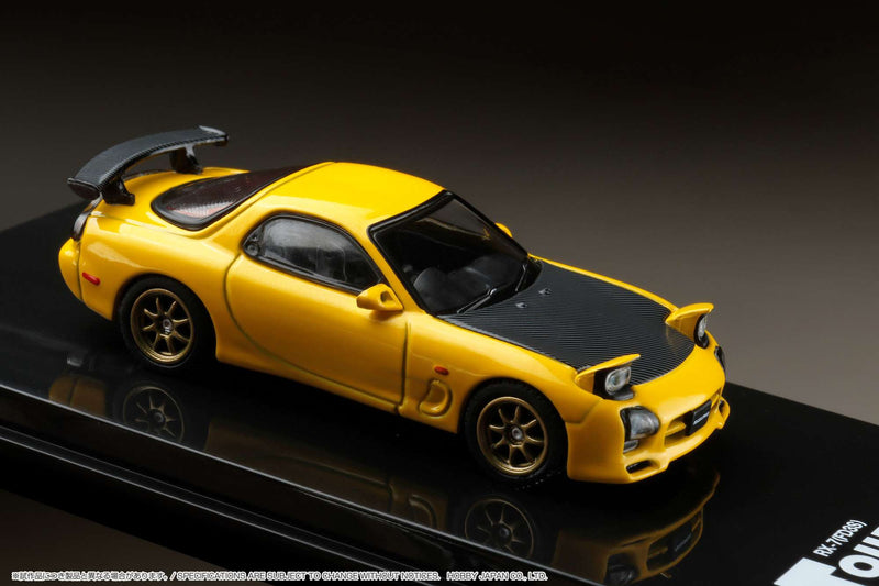Hobby Japan 1:64 Mazda RX-7 Efini (FD3S) A-Spec with GT Wing in Sunburst Yellow