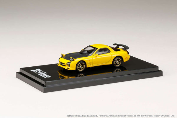 Hobby Japan 1:64 Mazda RX-7 Efini (FD3S) A-Spec with GT Wing in Sunburst Yellow