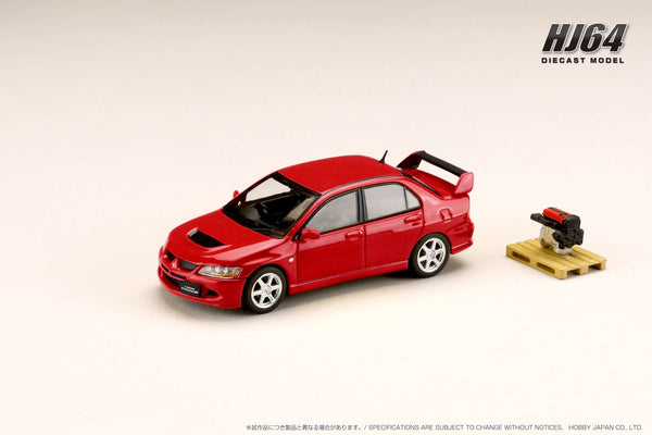Hobby Japan 1:64 Mitsubishi Lancer GSR EVO 8 in Solid Red with Engine Display