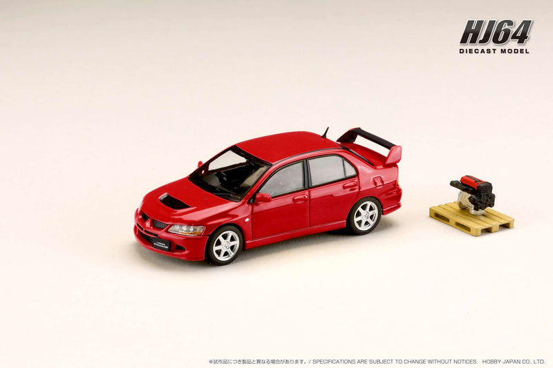 *PREORDER* Hobby Japan 1:64 Mitsubishi Lancer GSR EVO 8 in Solid Red with Engine Display