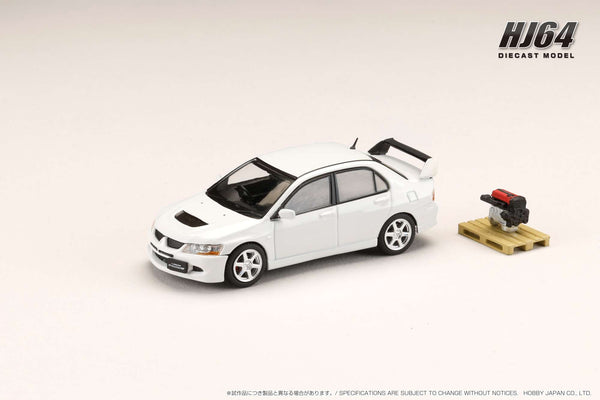 Hobby Japan 1:64 Mitsubishi Lancer GSR EVO 8 in Solid White with Engine Display