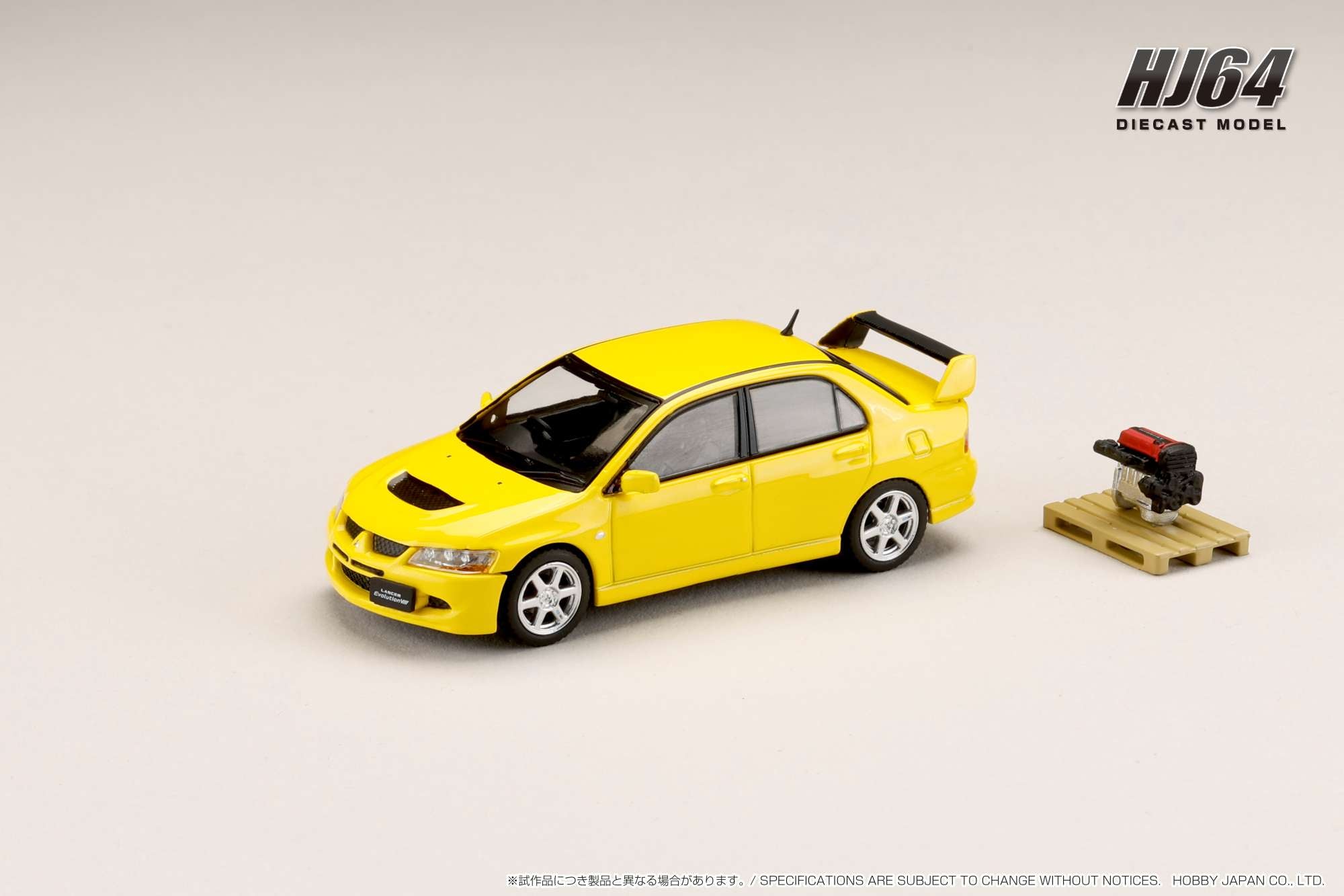 Hobby Japan 1:64 Mitsubishi Lancer GSR EVO 8 in Solid Yellow