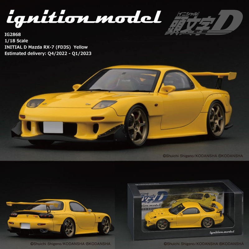 Ignition Rx7 Ignition Model 1:18 INITIAL D Mazda RX-7 (FD3S) in Yellow