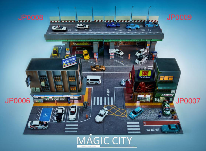 Magic City 1:64 "Japanese Street Scene" Takoyaki Shop & Castrol Repair Shop Diorama