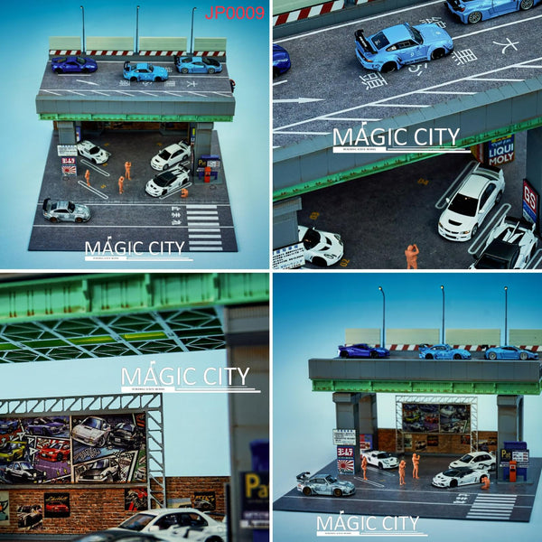 Magic City 1:64 "Japanese Street Scene" Viaduct & Under-Bridge Parking Lot Diorama