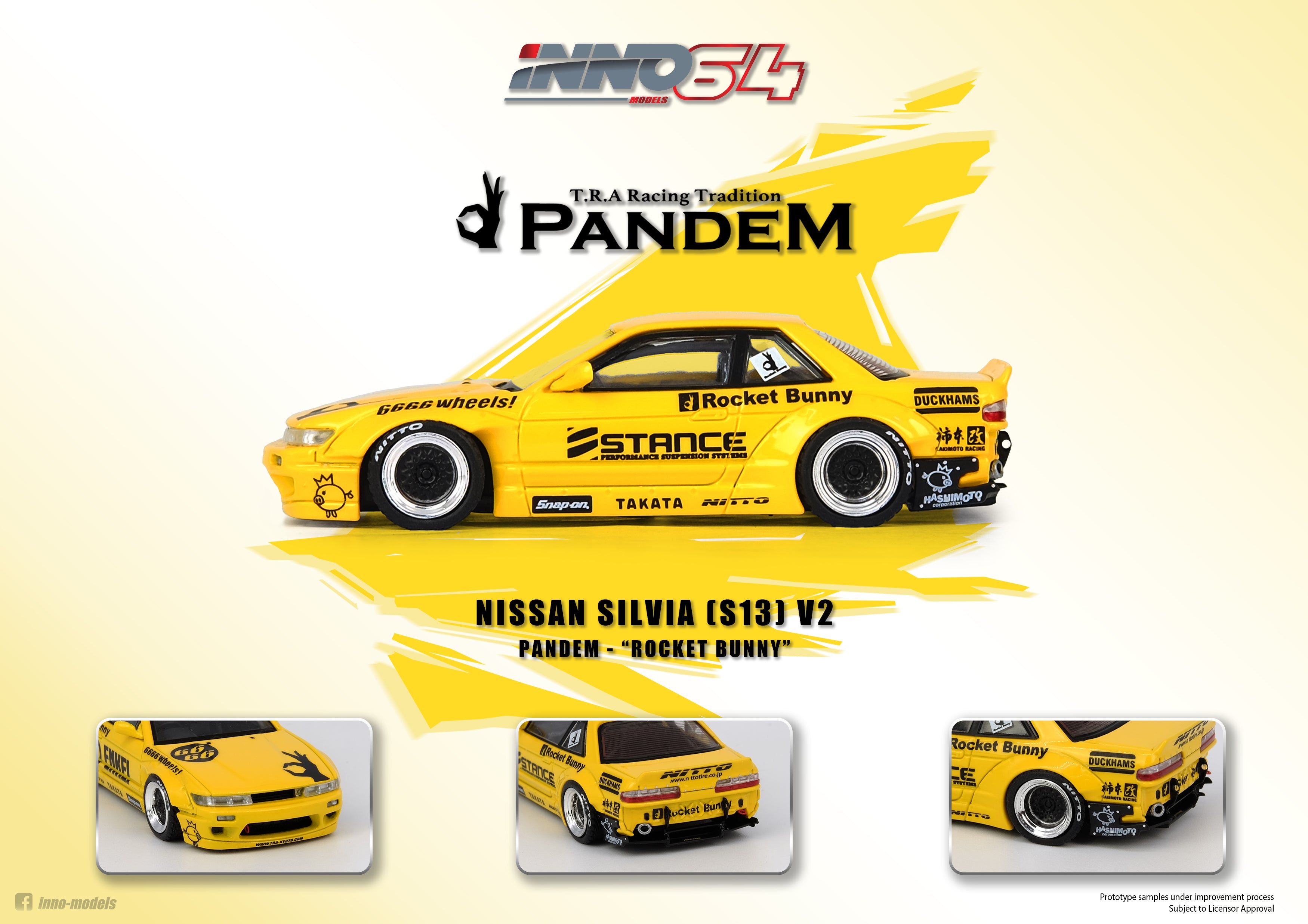 ミニカー Nissan Silvia S13 Rocket Bunny 1:64 INNO Models 1:64 Nissan Silvia S13 V2 Pandem Rocket Bunny
