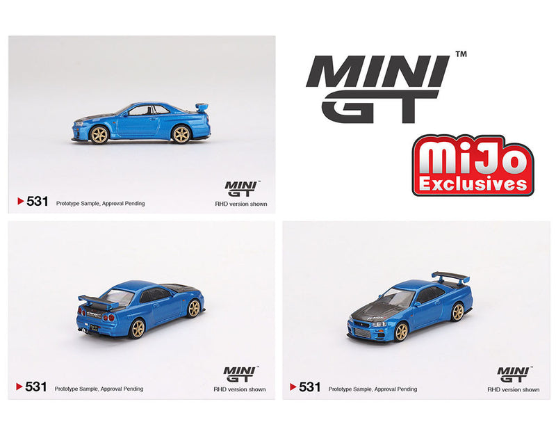 MINIGT 1:64 Nissan Skyline GT-R (R34) Top Secret in Bayside Blue
