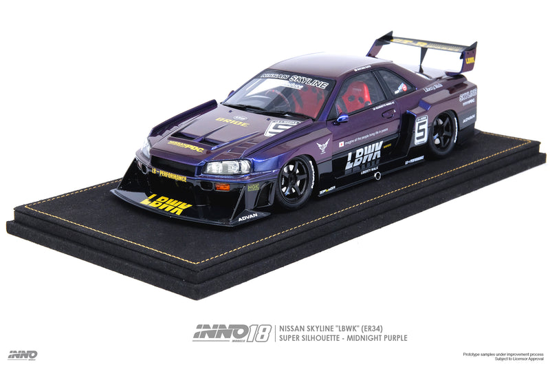 INNO18 1:18 Nissan Skyline (ER34) Super Silhouette "LBWK" in Midnight Purple II