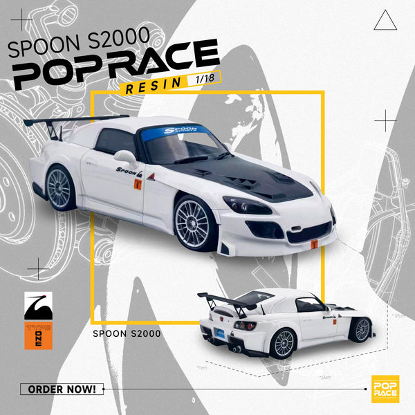 Pop Race 1/18 Honda S2000 Spoon Sports in White