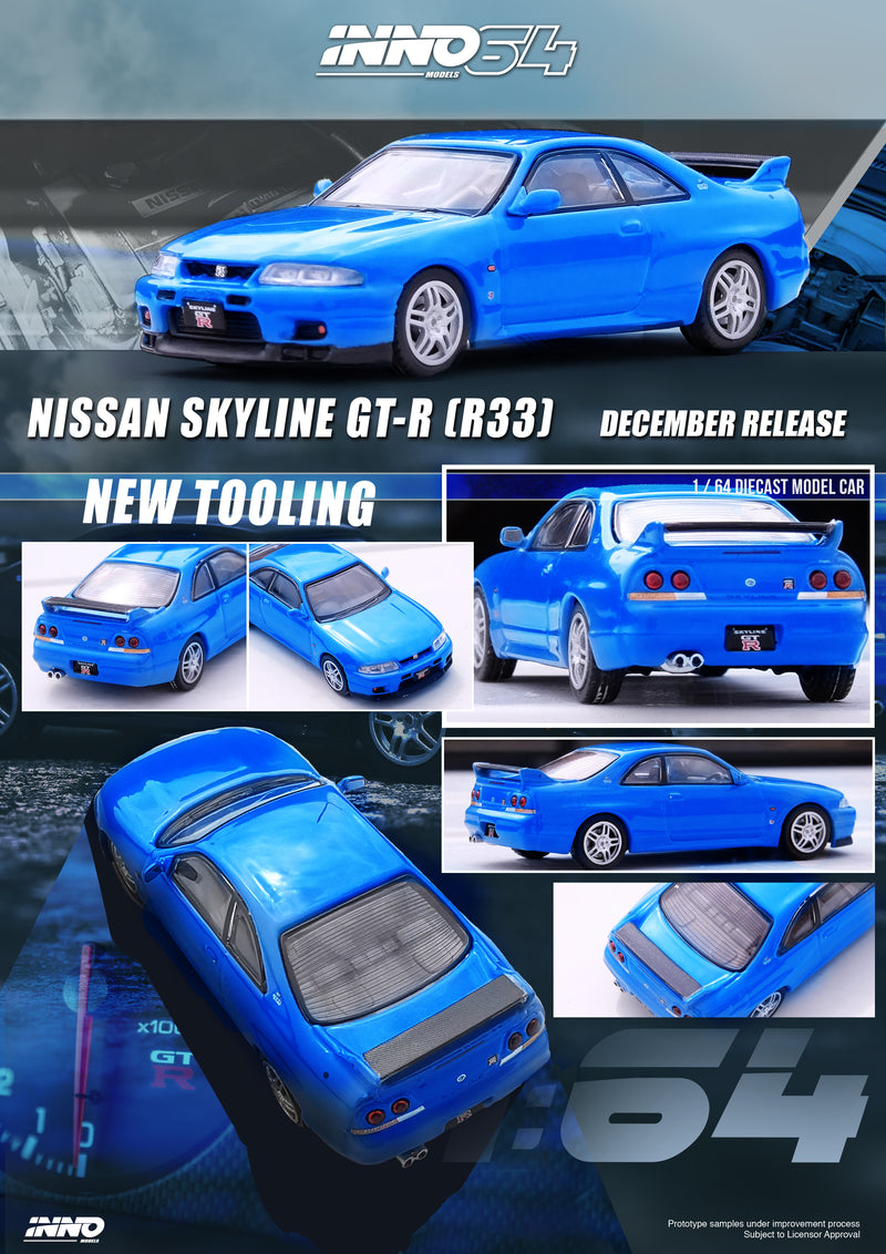 INNO64 1:64 Nissan Skyline GT-R (R33) in Championship Blue