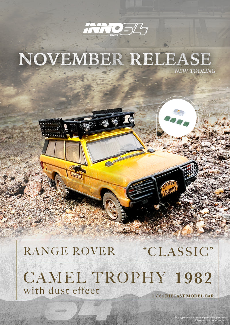 INNO64 1:64 Range Rover "CLASSIC" Camel Trophy 1982 with Dust Effect and Accessories