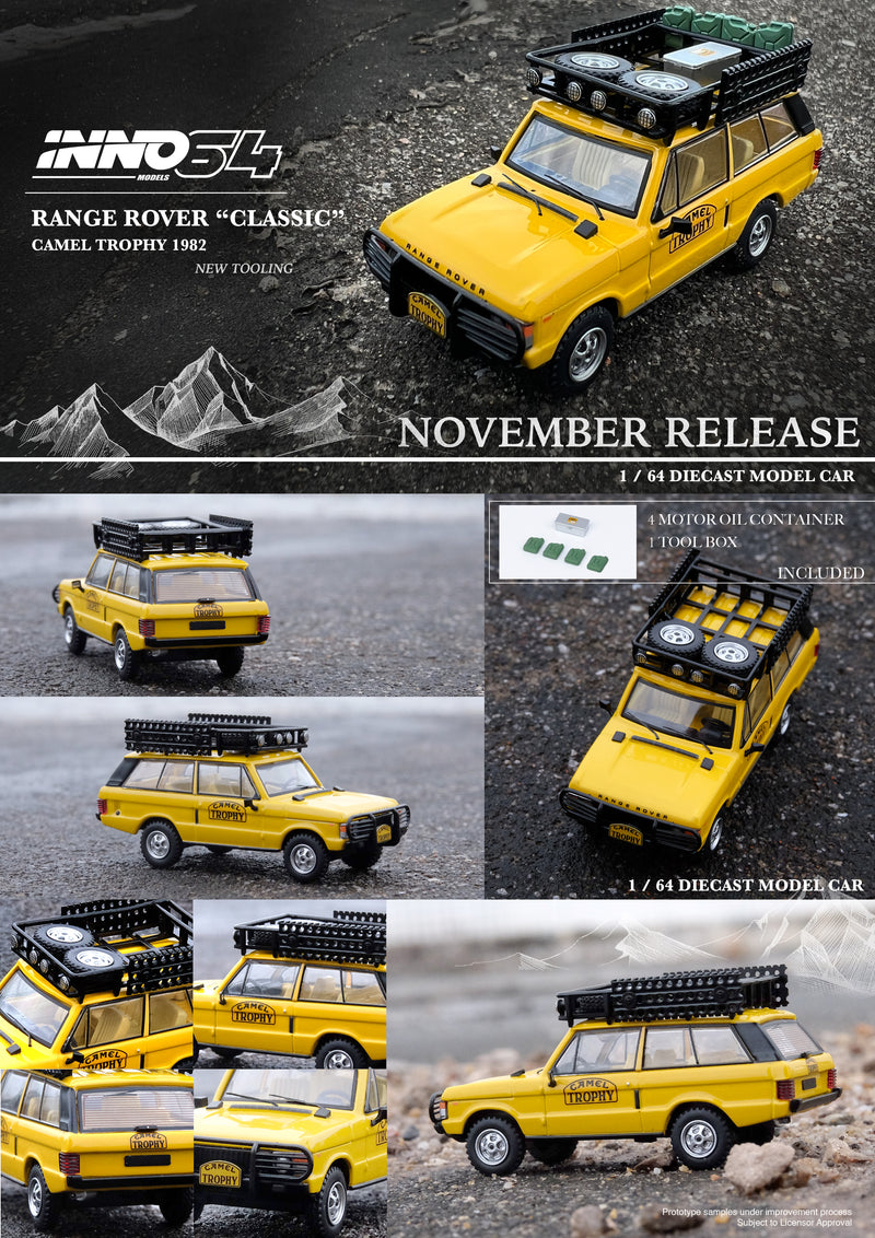 INNO64 1:64 Range Rover "CLASSIC" Camel Trophy 1982 with Accessories