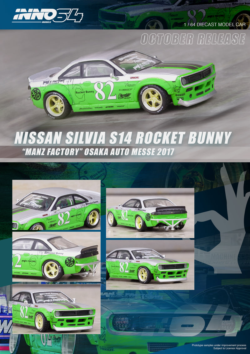 INNO64 1:64 Nissan Silvia (S14) Rocket Bunny "MANZ FACTORY" Osaka Auto Messe 2017