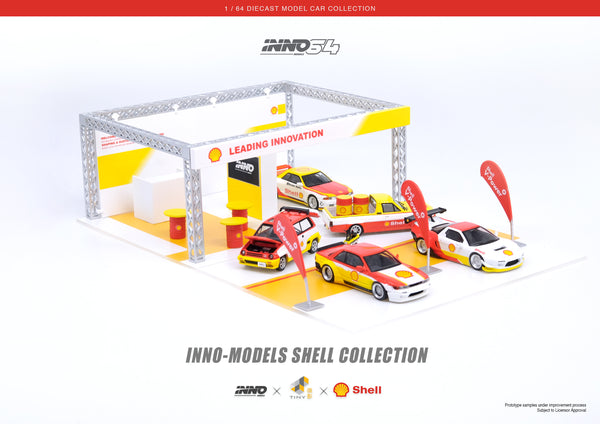 INNO64 1:64 Shell Collection Kiosk and Model Cars Set