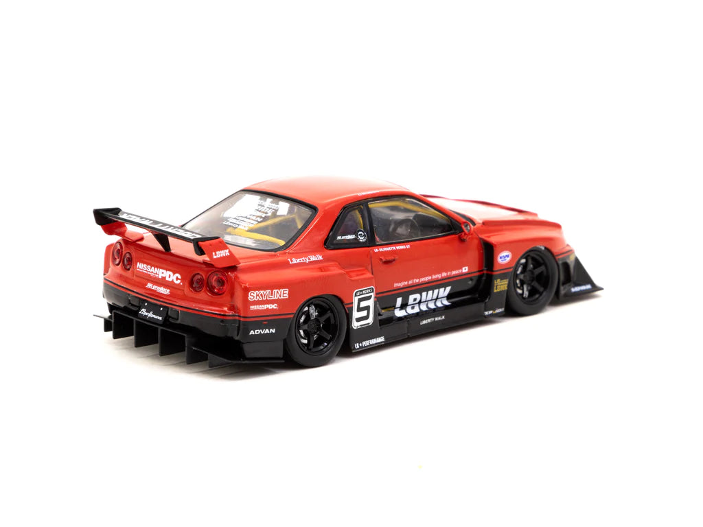 Tarmac Works 1:43 LB-ER34 Super Silhouette SKYLINE #5 in Red and Black