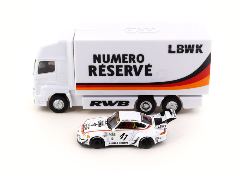 Tarmac Works 1:64 Porshe RWB 993 LBWK with Truck Packaging Singapore Special Edition