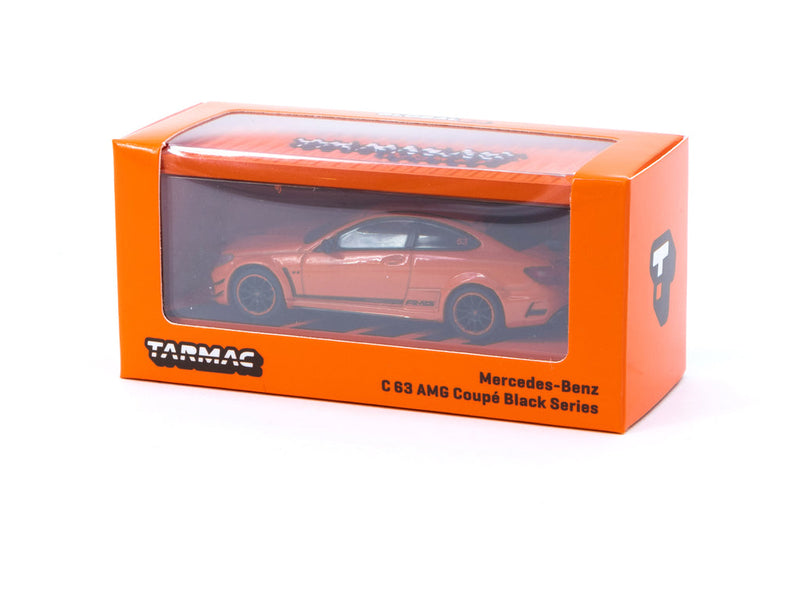 Tarmac Works 1:64 Mercedes-Benz C63 AMG Coupé Black Series Orange with Container