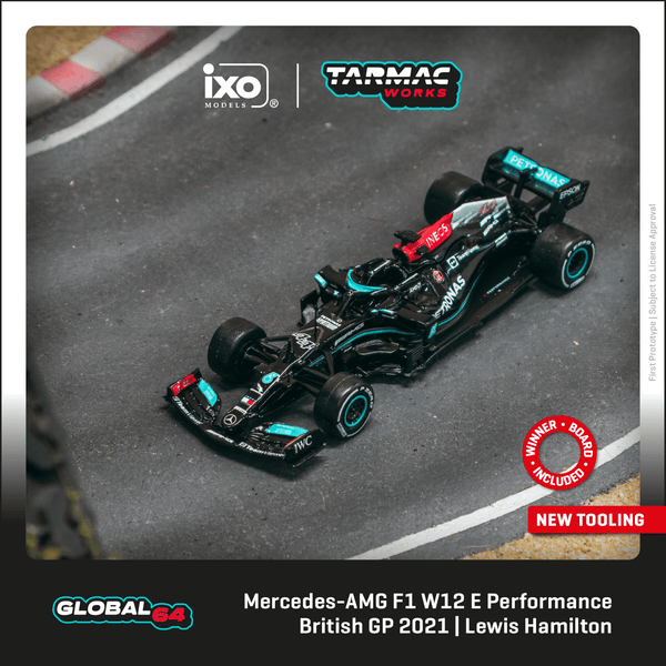 Tarmac Works 1:64 Mercedes-AMG F1 W12 E Performance, British Grand Prix 2021 Winner, Lewis Hamilton