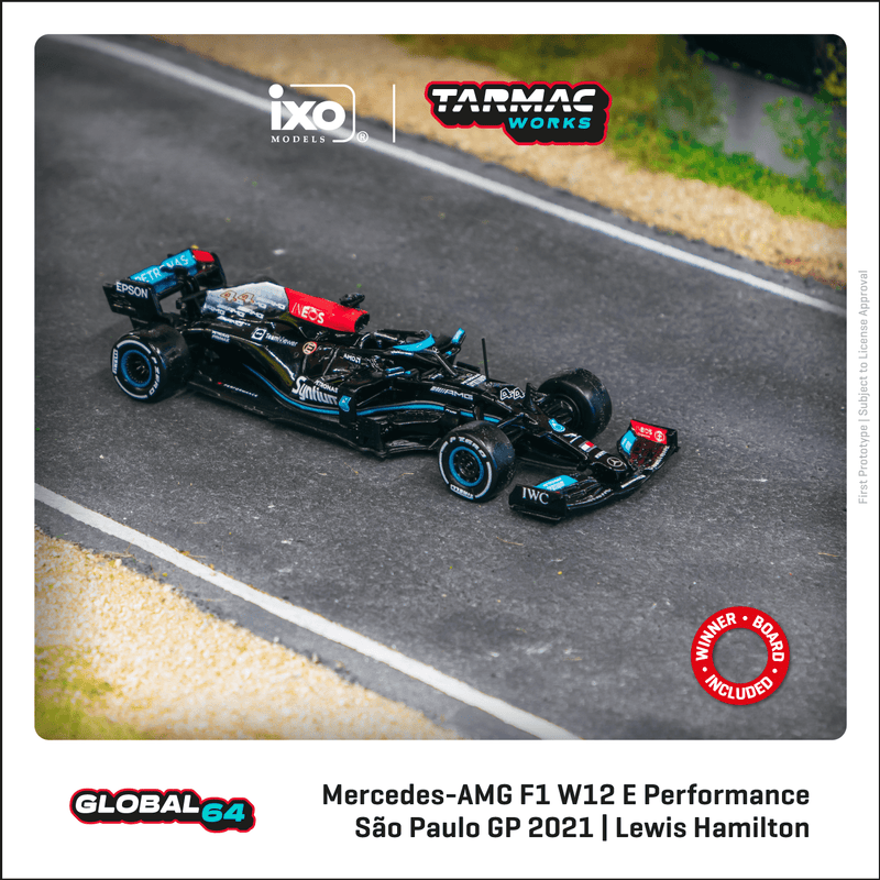 Tarmac Works 1:64 Mercedes-AMG F1 W12 E Performance São Paulo Grand Prix 2021 Winner Lewis Hamilton