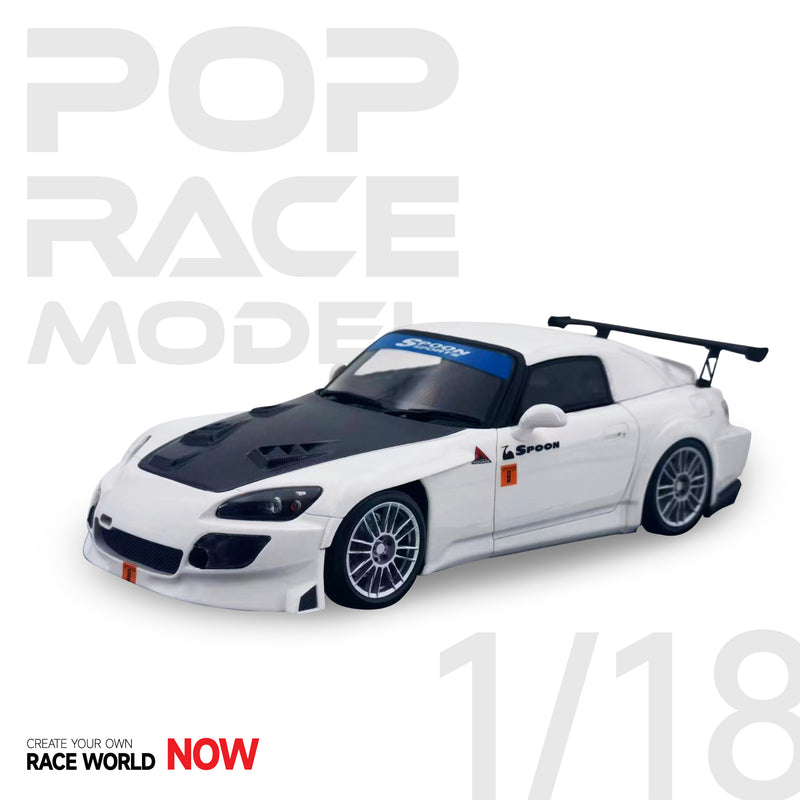 *PREORDER* Pop Race 1/18 Honda S2000 Spoon Sports in White