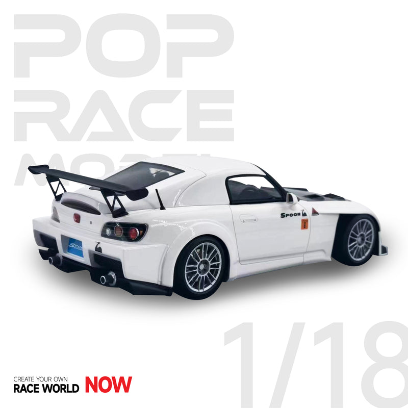 *PREORDER* Pop Race 1/18 Honda S2000 Spoon Sports in White