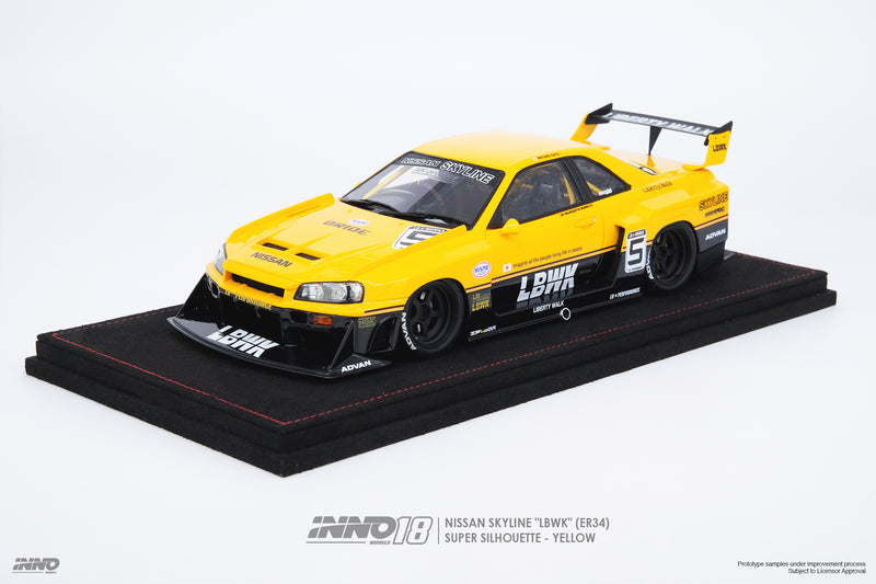 INNO18 1:18 Nissan Skyline (ER34) Super Silhouette "LBWK" in Yellow