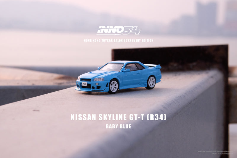 INNO64 1:64 Nissan Skyline GTT (R34) HK ToyCar Salon 2022 Event Edition in Baby Blue