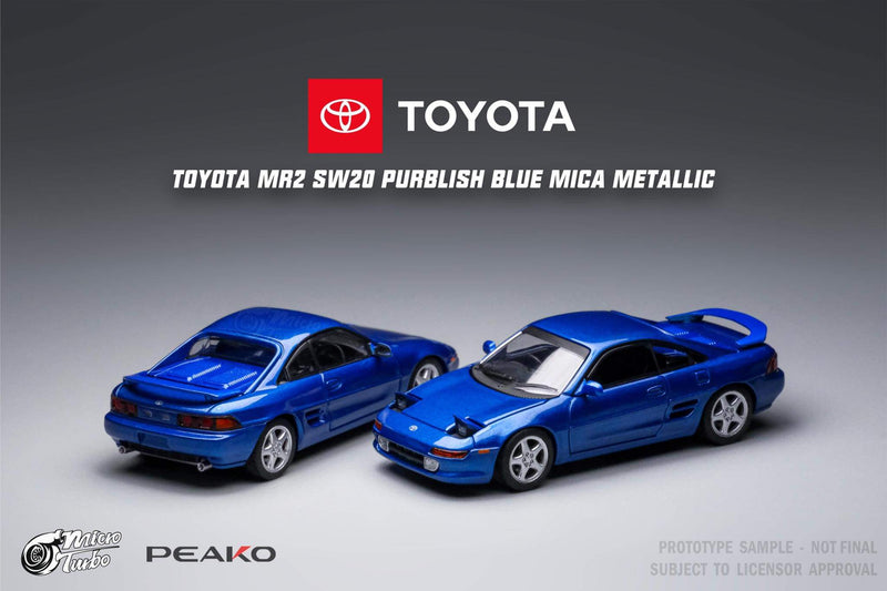 Peako Models 1:64 Toyota MR2 SW20 1996 in Purplish Blue Mica Metallic with Pop Up Headlights