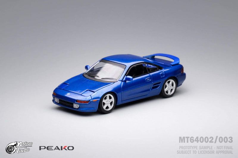 Peako Models 1:64 Toyota MR2 SW20 1996 in Purplish Blue Mica Metallic with Pop Up Headlights