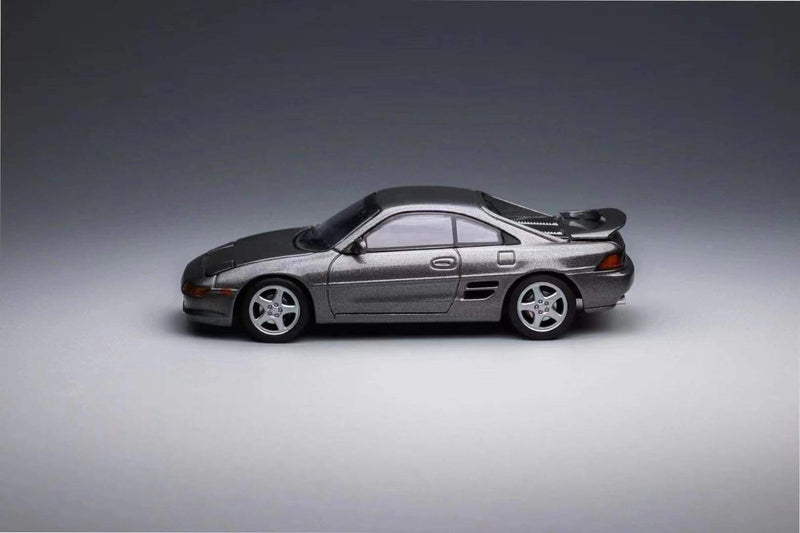 Peako Models 1:64 Toyota MR2 SW20 1996 in Steel Mist Gray with Pop Up Headlights
